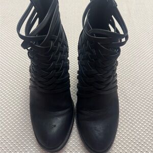 Big Buddha Black Braided Heeled Ankle Boots